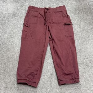 Telepatia Cargo Cropped Jogger Pants Womens 12/33 Maroon Outdoor Casual 34x23
